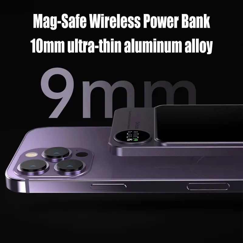 10000mAh Magnetic Alloy Power Bank UltraSlim Wireless Fast Charger With Touch Screen LCD Display 3