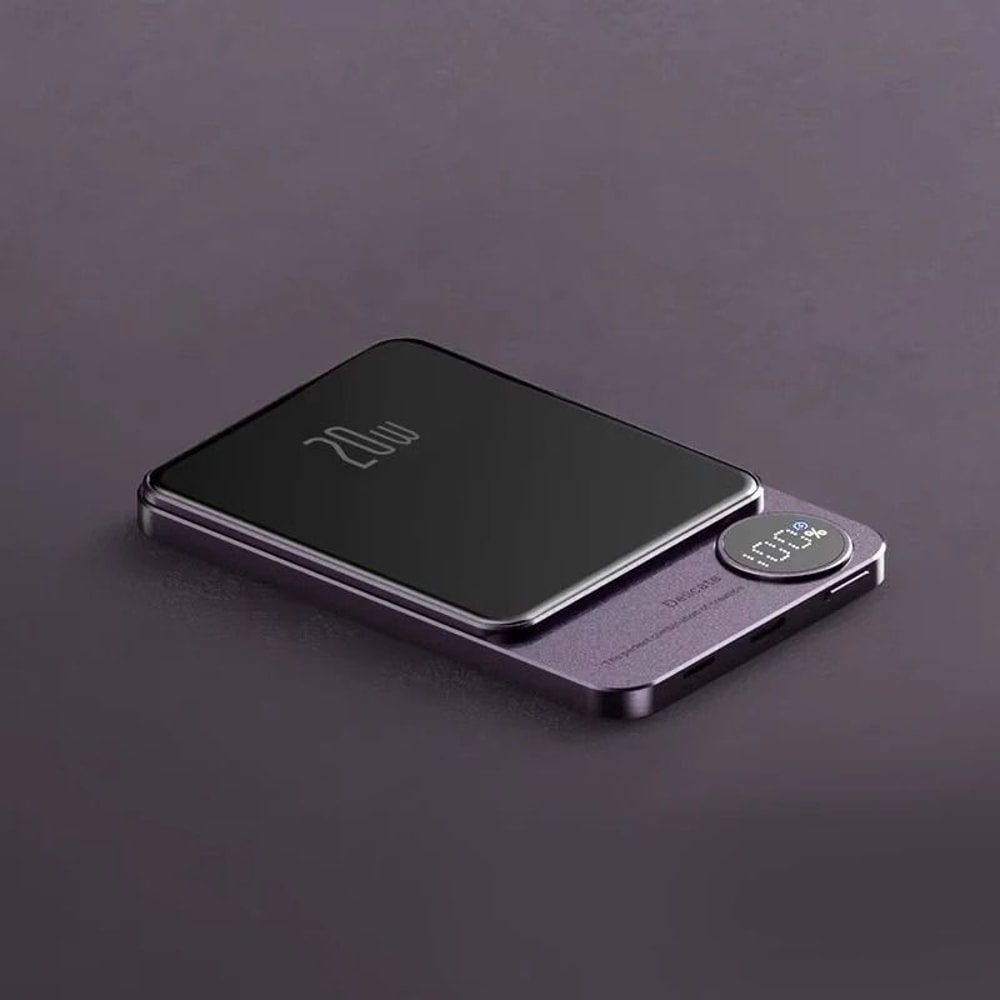 10000mAh Magnetic Alloy Power Bank UltraSlim Wireless Fast Charger With Touch Screen LCD Display 8