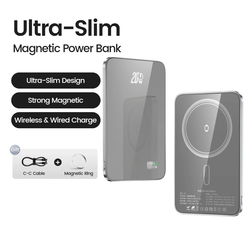 UltraSlim Magnetic Wireless Power Bank 10000mAh HighDensity Portable Battery For IPhone 16 Apple 9