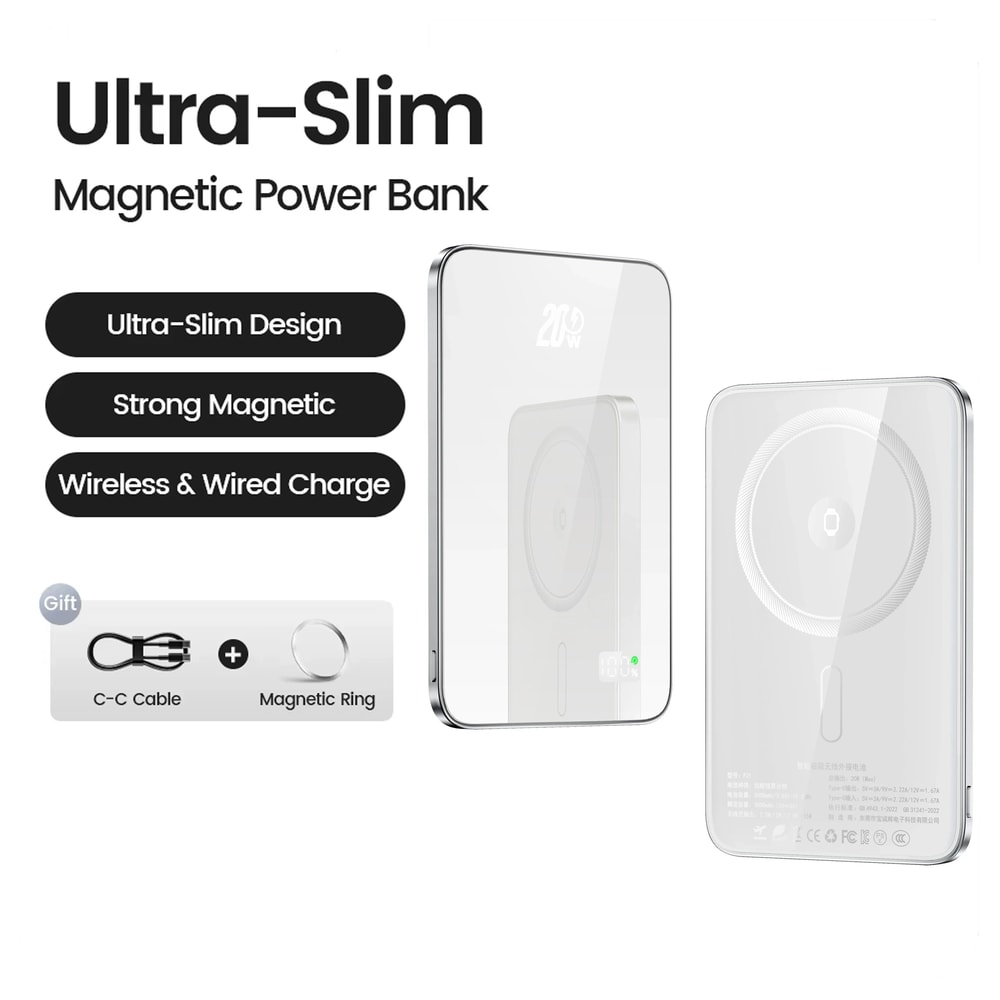 UltraSlim Magnetic Wireless Power Bank 10000mAh HighDensity Portable Battery For IPhone 16 Apple 7