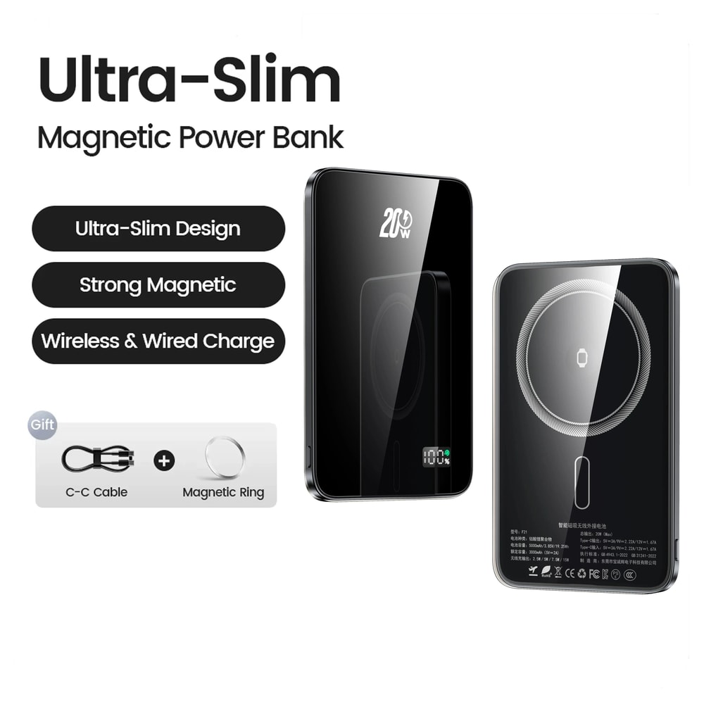 UltraSlim Magnetic Wireless Power Bank 10000mAh HighDensity Portable Battery For IPhone 16 Apple 8