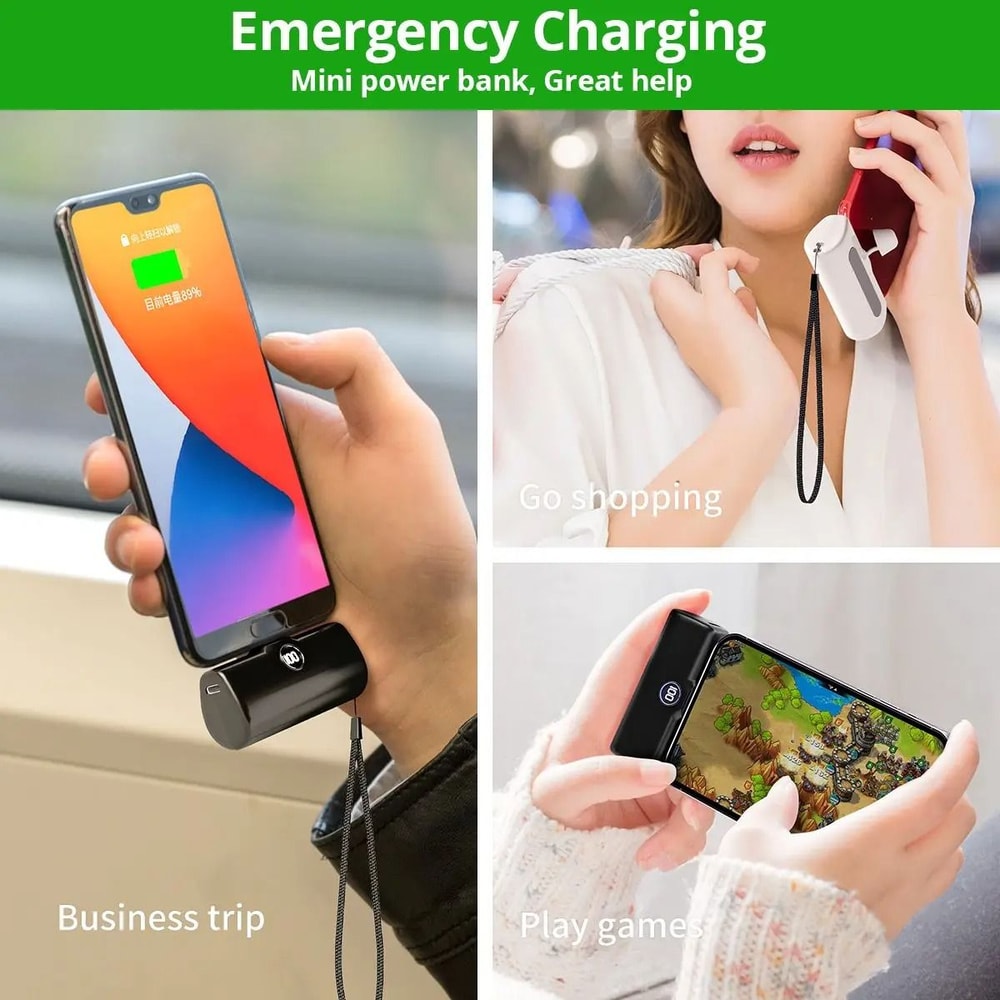 Integrated Mini Portable Power Bank 5000mAh Fast Charging External Battery For IPhone Android 2