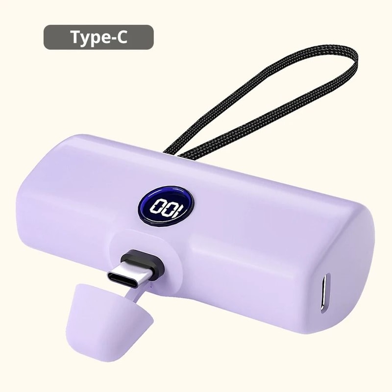 Integrated Mini Portable Power Bank 5000mAh Fast Charging External Battery For IPhone Android 10