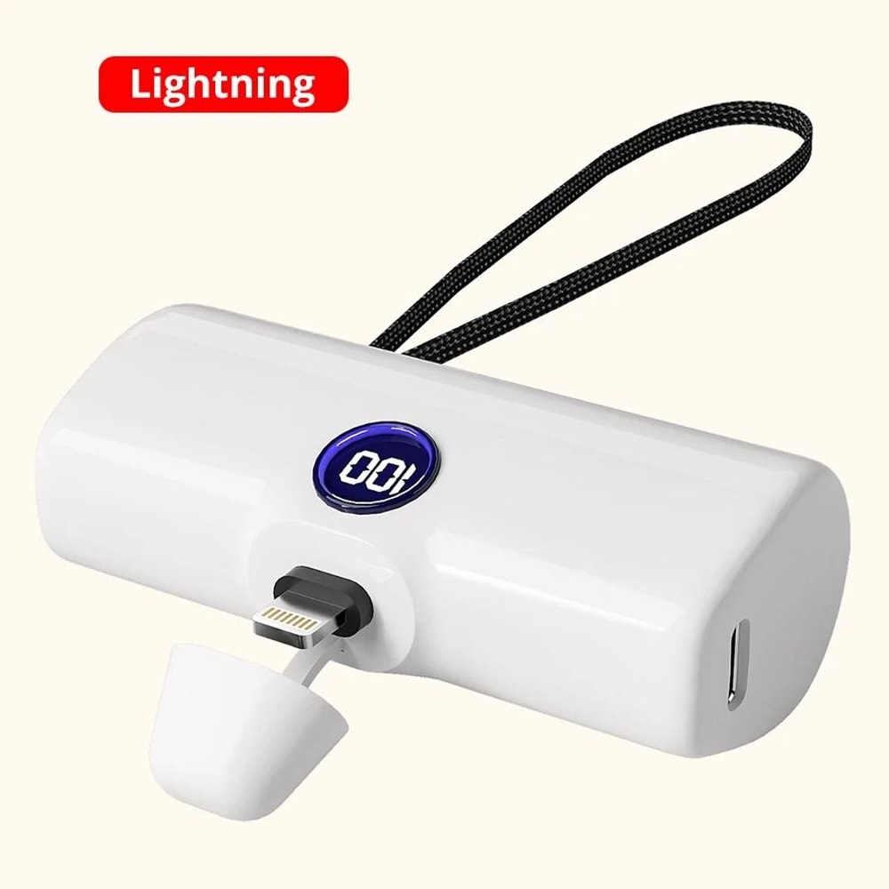 Integrated Mini Portable Power Bank 5000mAh Fast Charging External Battery For IPhone Android 11