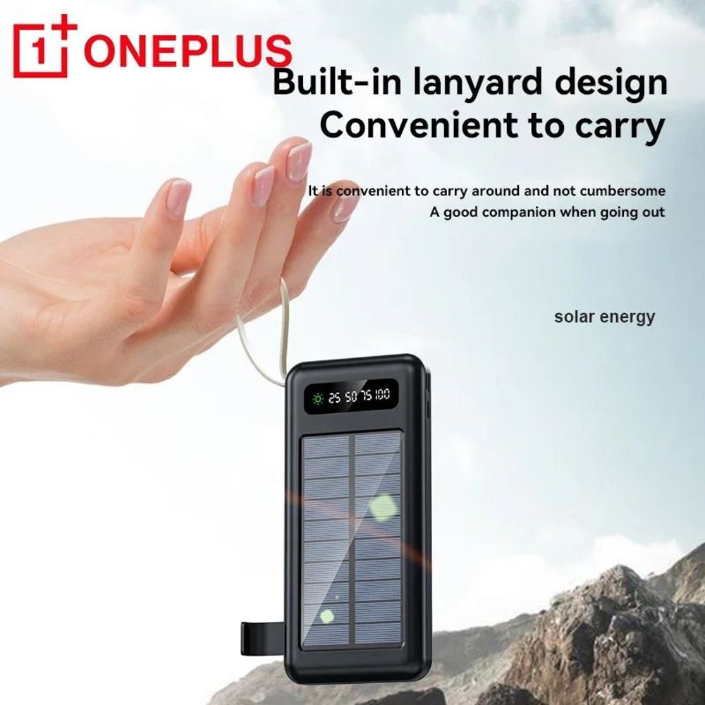 OnePlus 50000mAh Solar Power Bank HighCapacity Fast Charging Battery With 4 Integrated Cables 1