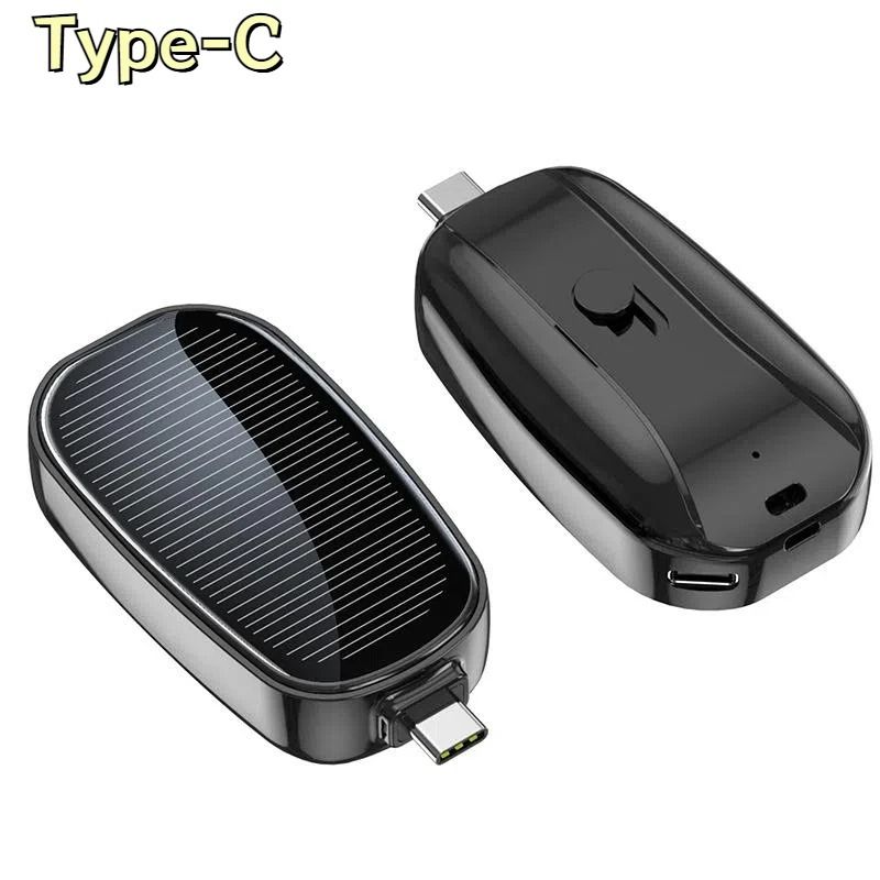 Solar Mini Power Bank Key Ring 1200mAh UltraPortable Emergency Charger For Outdoor Camping 6