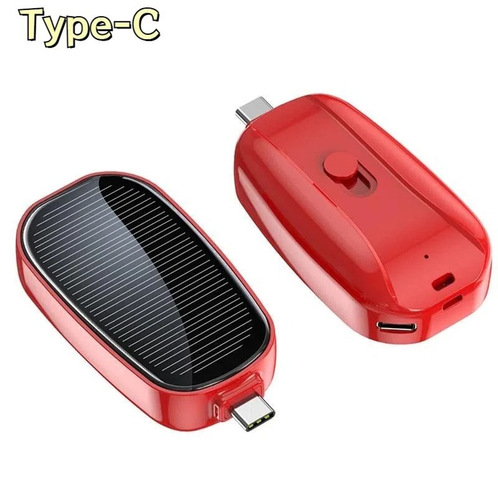 Solar Mini Power Bank Key Ring 1200mAh UltraPortable Emergency Charger For Outdoor Camping 7