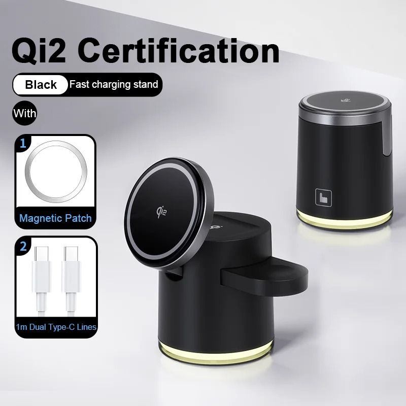 Qi2 Certified 3in1 Fast Wireless Charging Station Foldable Magnetic Dock For IPhone 16 Apple Watc 6