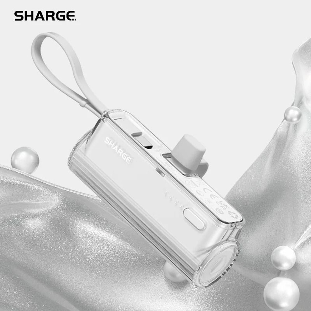 SHARGE Flow Mini 5000mAh Power Bank Integrated USBC Lightning Connectors For IPhone 15 Samsung 0