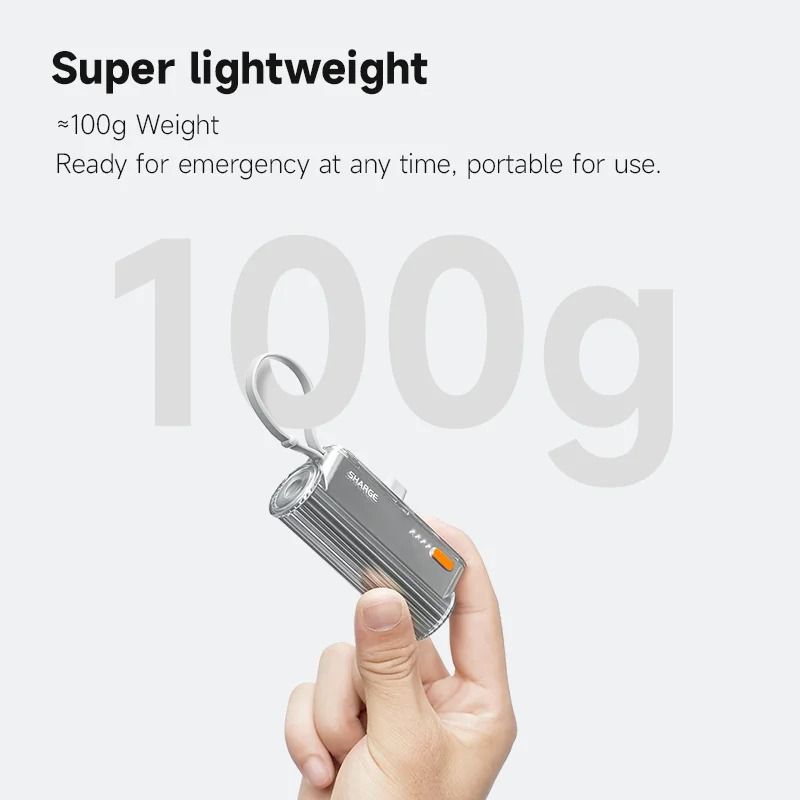 SHARGE Flow Mini 5000mAh Power Bank Integrated USBC Lightning Connectors For IPhone 15 Samsung 2