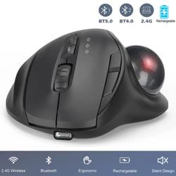 jomaa ergonomic wireless trackball mouse | rechargeable dual-mode bluetooth & 2.4g thumb control mouse