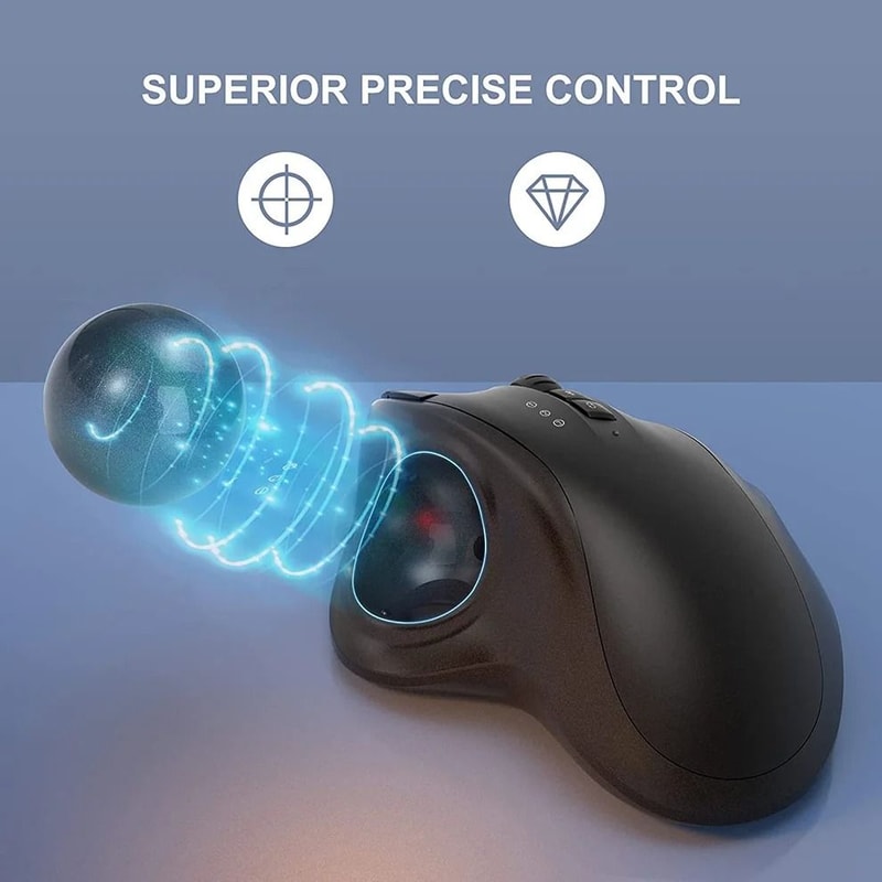 Jomaa Ergonomic Wireless Trackball Mouse Rechargeable DualMode Bluetooth 24G Thumb Control Mouse 5