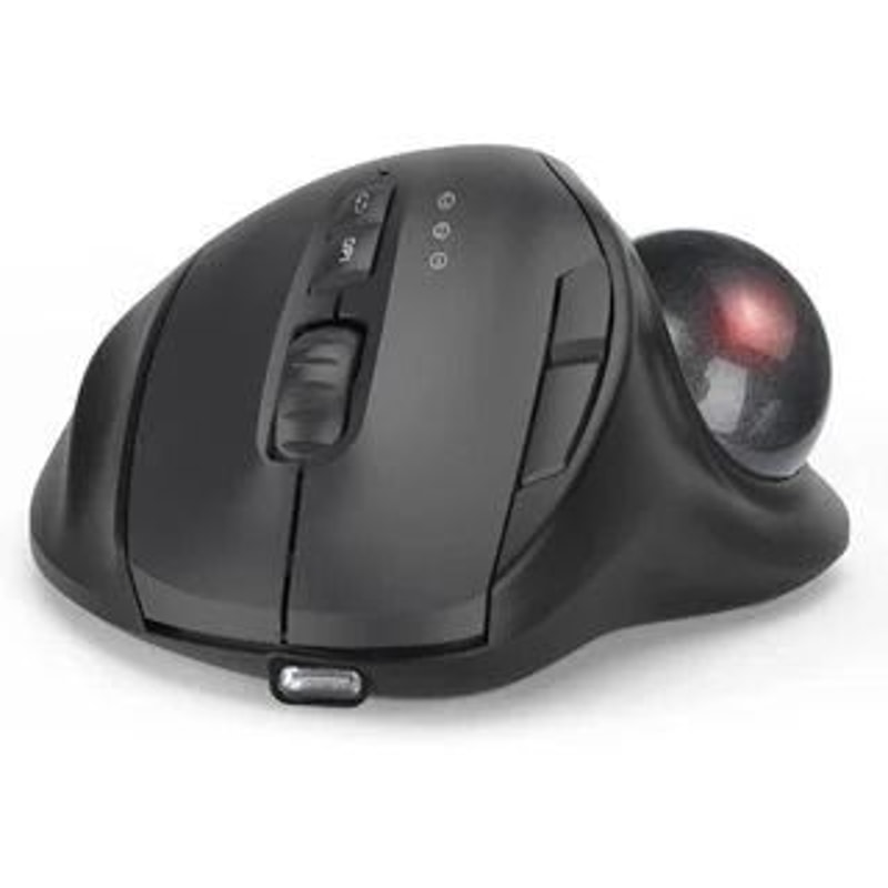 Jomaa Ergonomic Wireless Trackball Mouse Rechargeable DualMode Bluetooth 24G Thumb Control Mouse 6