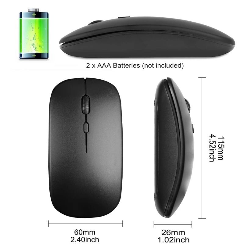 Slim Wireless Optical Mouse 1600DPI Ergonomic Quiet Mouse For Office Gaming 5