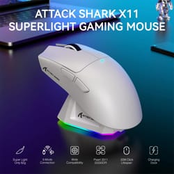 attack shark x11 lightweight wireless gaming mouse | paw3311 22k dpi sensor & rgb charging dock