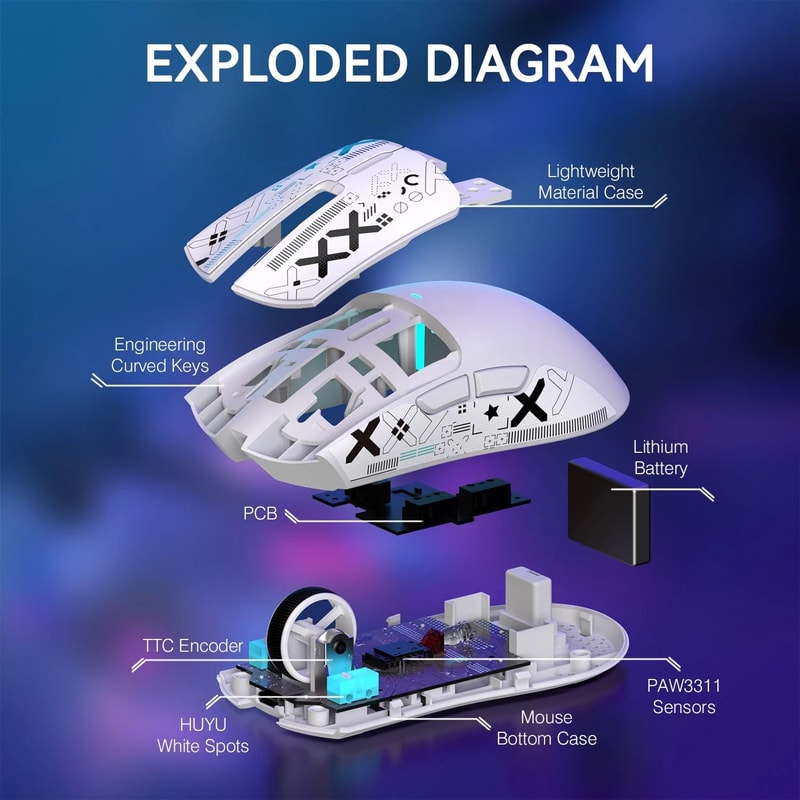 ATTACK SHARK X11 Lightweight Wireless Gaming Mouse PAW3311 22K DPI Sensor RGB Charging Dock 5