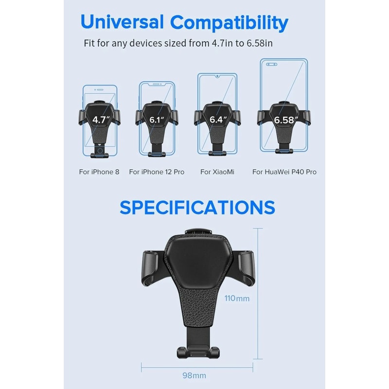 Universal Car Air Vent Phone Mount Gravity AutoLock Holder For IPhone 13 Samsung And Xiaomi 4