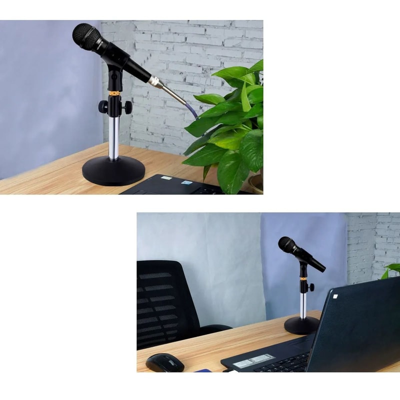 Universal Adjustable Desktop Microphone Stand Portable Pedestal Mic Holder For Speeches Live Stre 1