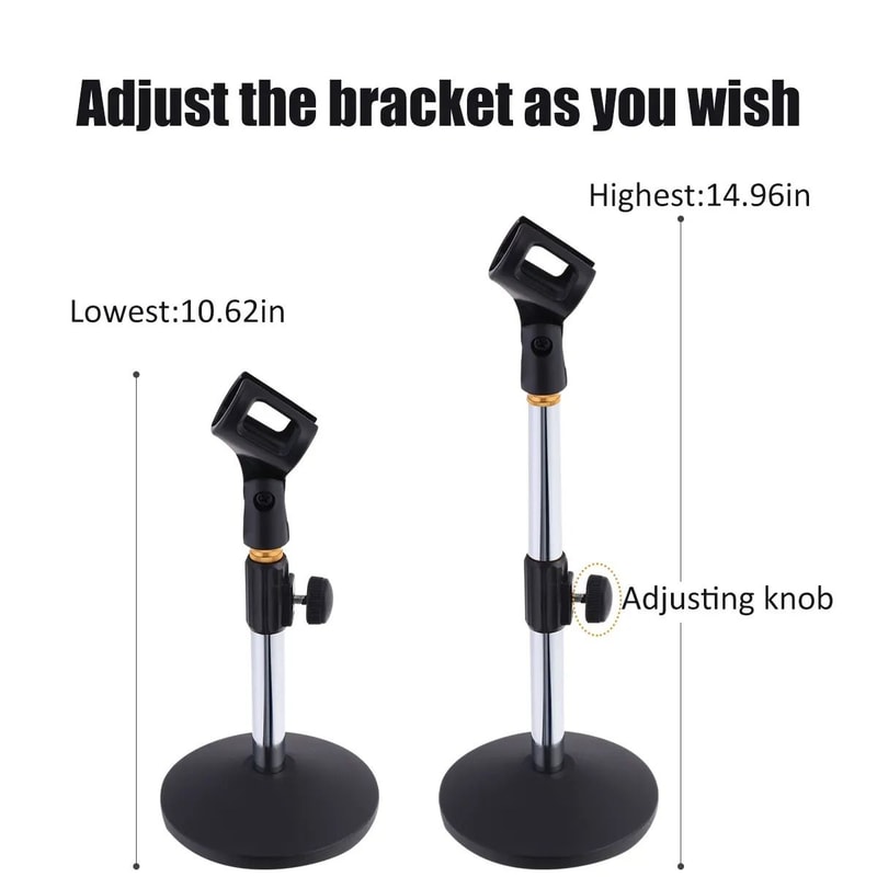 Universal Adjustable Desktop Microphone Stand Portable Pedestal Mic Holder For Speeches Live Stre 2