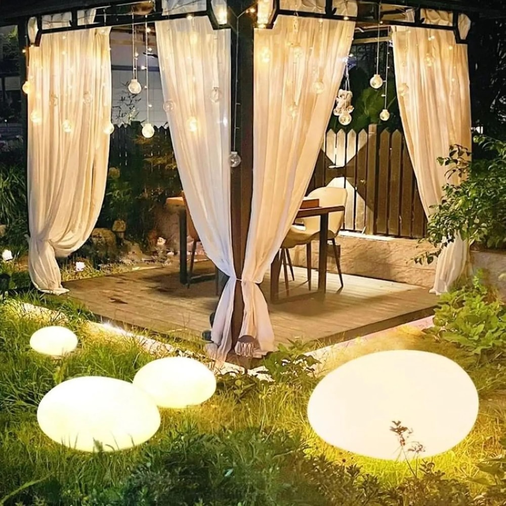 Outdoor Solar Pebble Rock Lawn Lamp Waterproof Cobblestone Stone Landscape Path Light 5