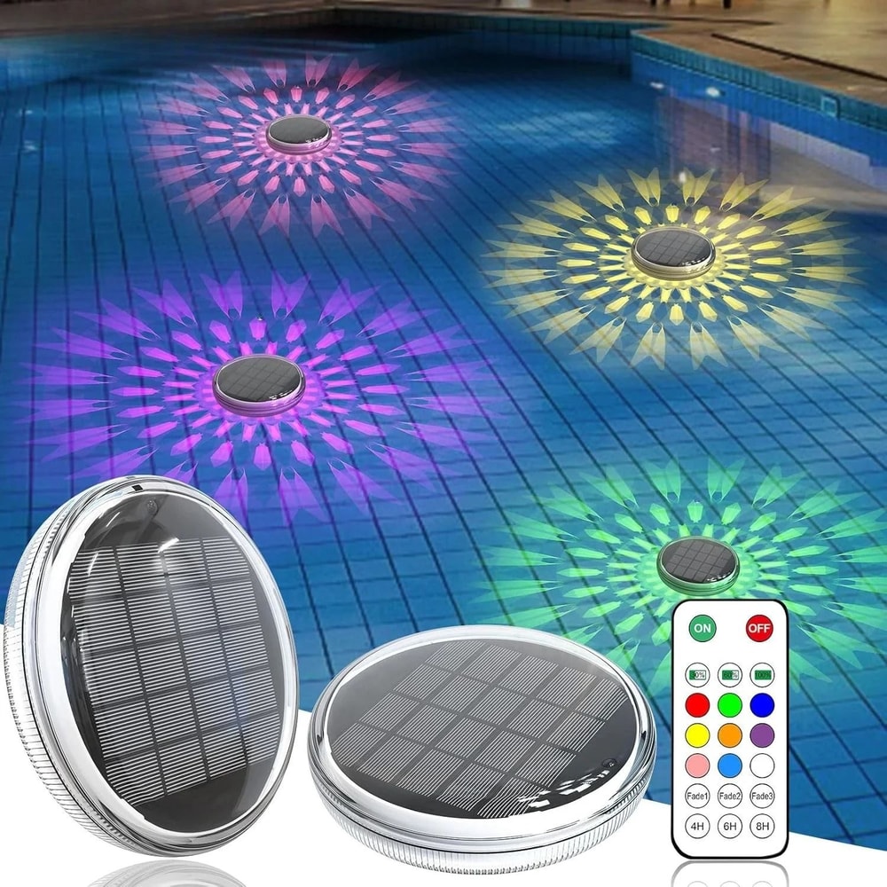 Solar Swimming Pool Lights With Remote IP67 Waterproof Floating RGB LED Atmosphere Lamp 0