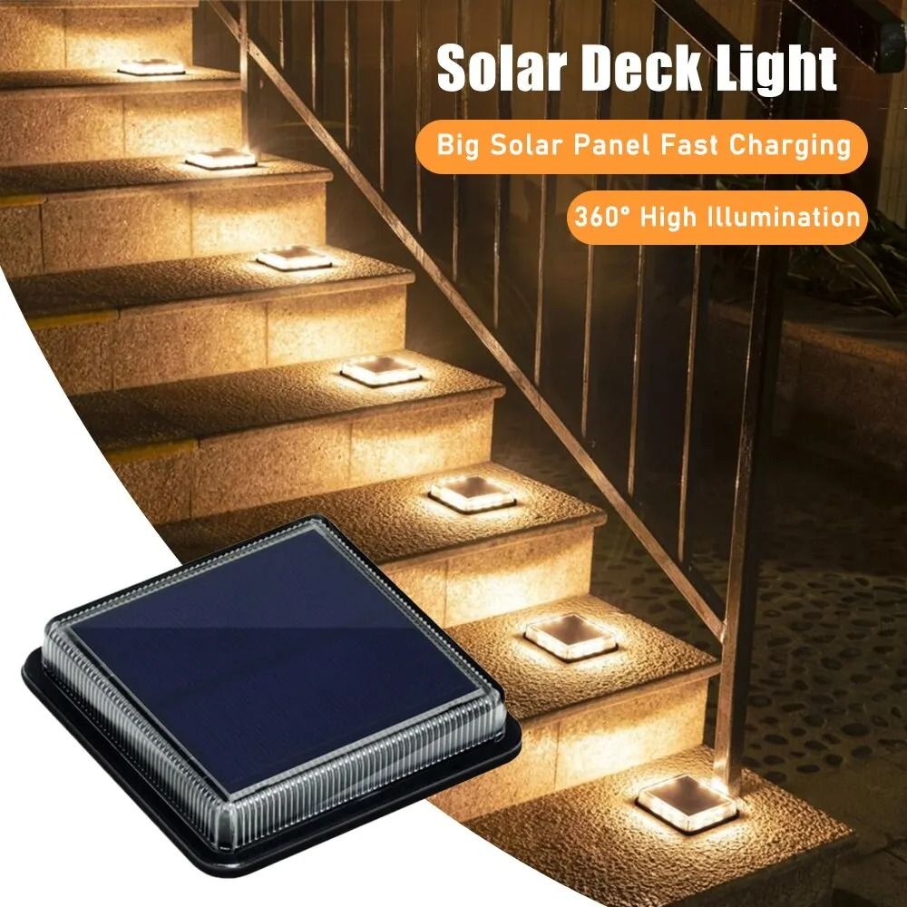 12 LED Solar Deck Lights HighEfficiency Outdoor Step Stair Lamps For Garden Decoration 0