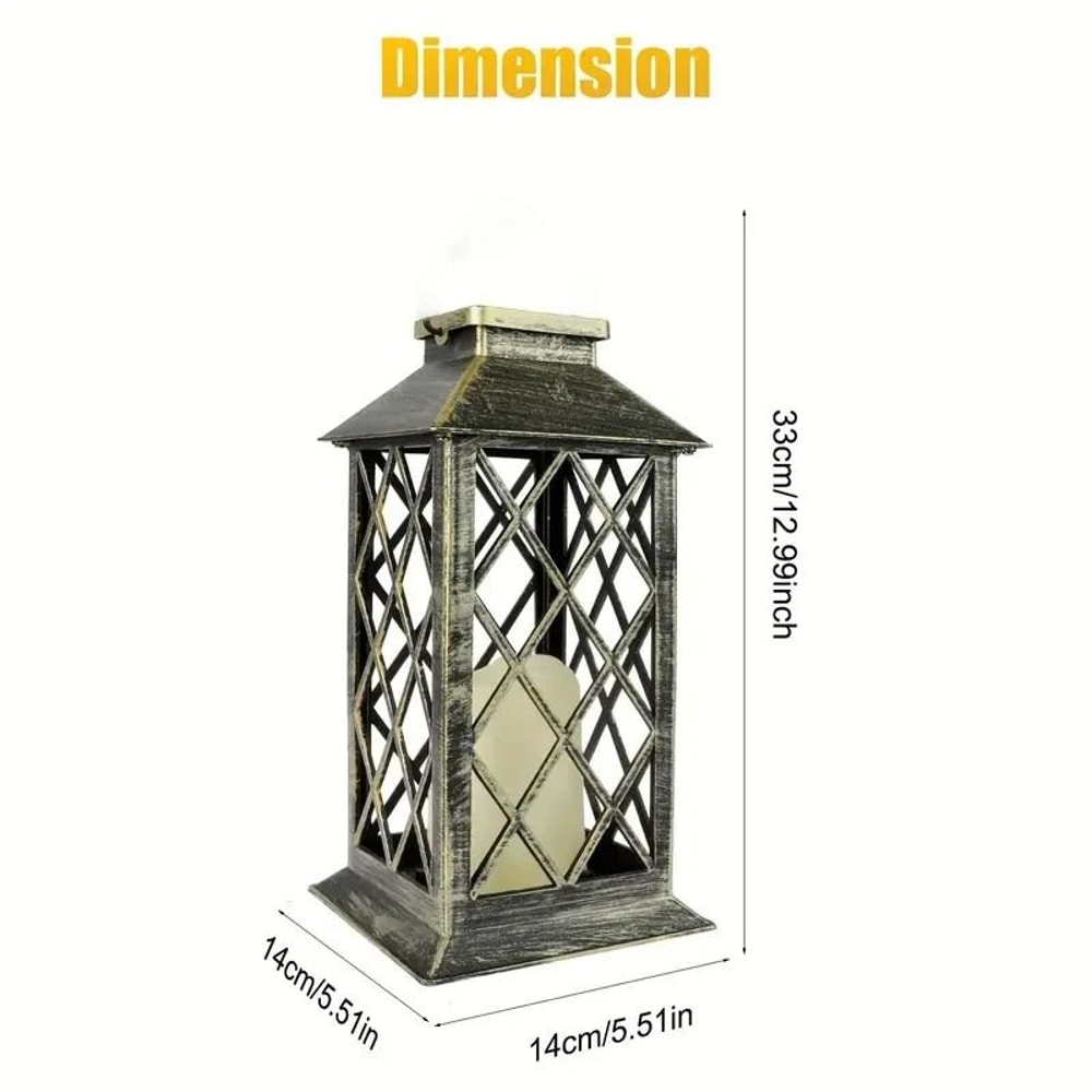 Solar Powered Hanging Lantern Flickering Flameless Candle Outdoor Decorative Lamp 2