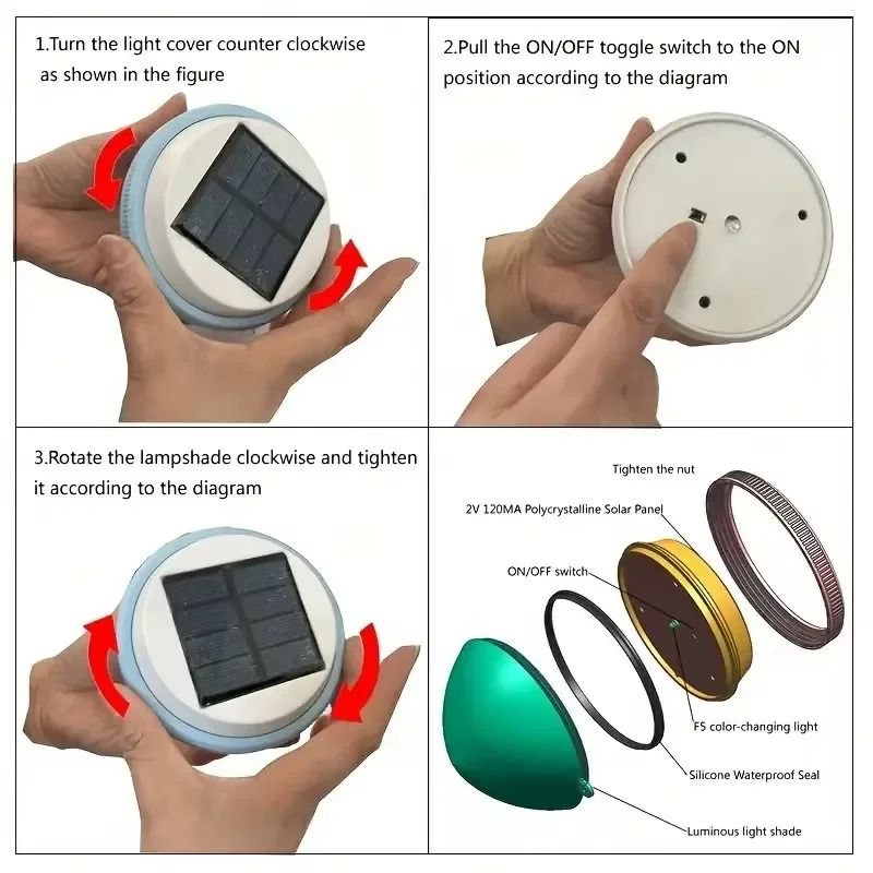 Solar Floating Pool Light Automatic Night LED With Colorful RGB Ambiance 2