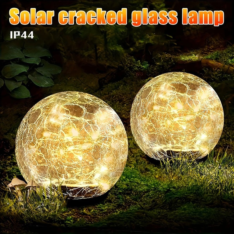 Solar Crack Glass Lamp 30 LED Waterproof Garden Light For Pathways Lawns 0