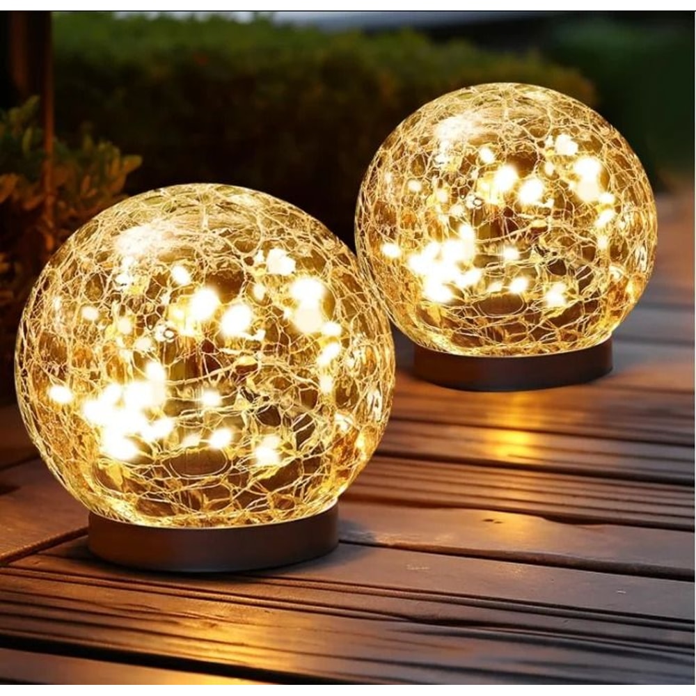 Solar Crack Glass Lamp 30 LED Waterproof Garden Light For Pathways Lawns 6