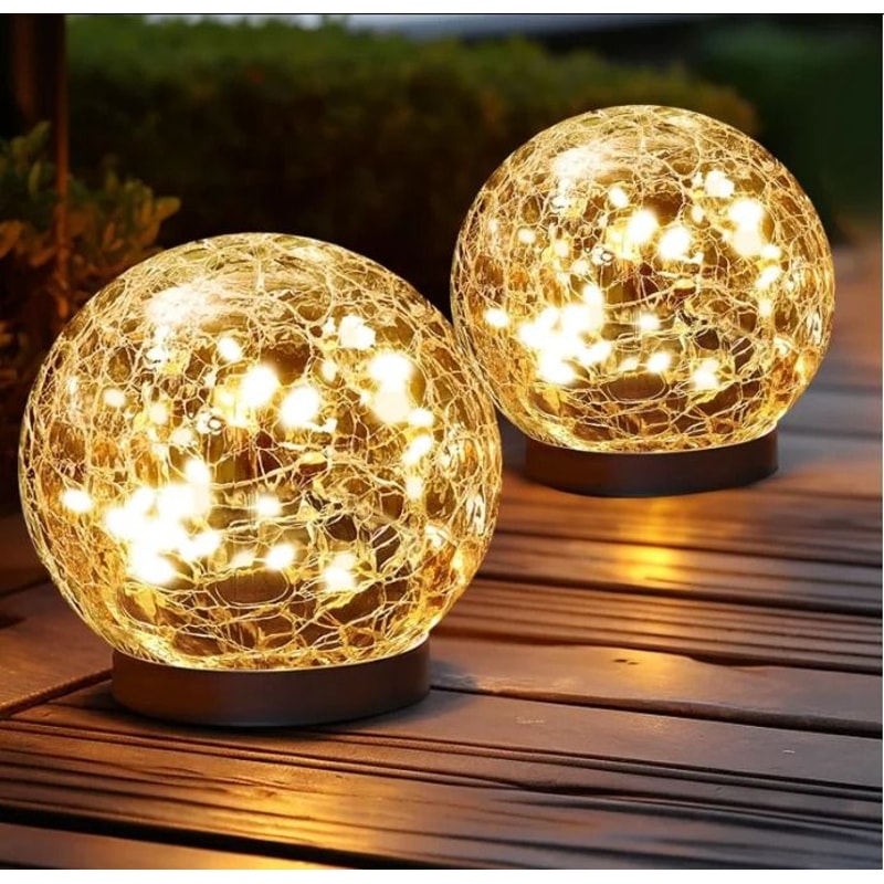 Solar Crack Glass Lamp 30 LED Waterproof Garden Light For Pathways Lawns 6