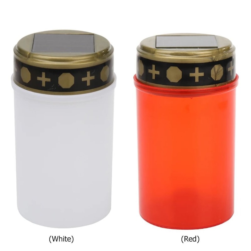 Solar Cemetery Ritual Lamp Waterproof Flameless LED Candle For Memorials Gardens 0