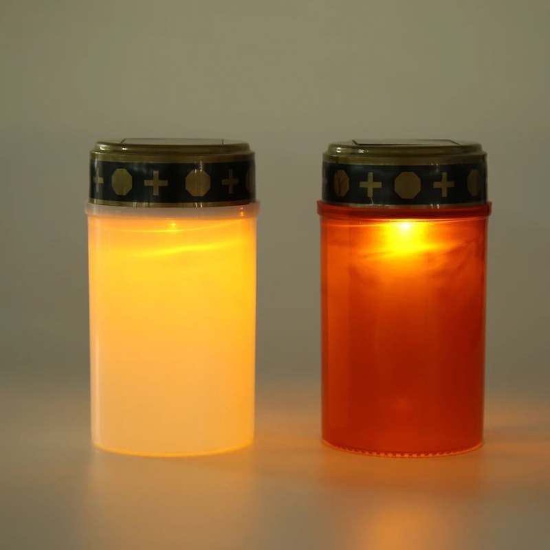 Solar Cemetery Ritual Lamp Waterproof Flameless LED Candle For Memorials Gardens 2