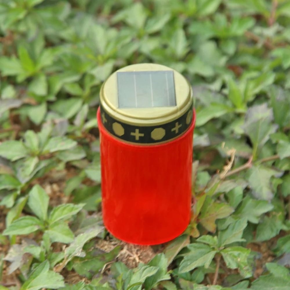 Solar Cemetery Ritual Lamp Waterproof Flameless LED Candle For Memorials Gardens 3