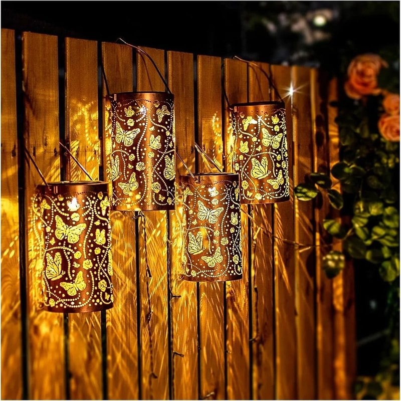 Hanging Butterfly Solar Lantern Waterproof Decorative Metal LED Light For Yard Porch 3