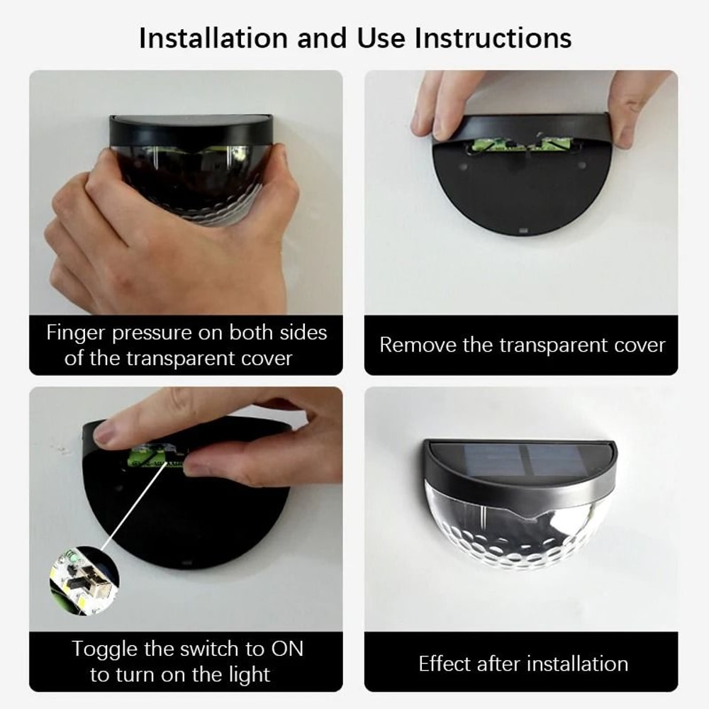 2Pack Outdoor Solar Wall Lamps Waterproof LED Lights For Yards Fences Driveways 5