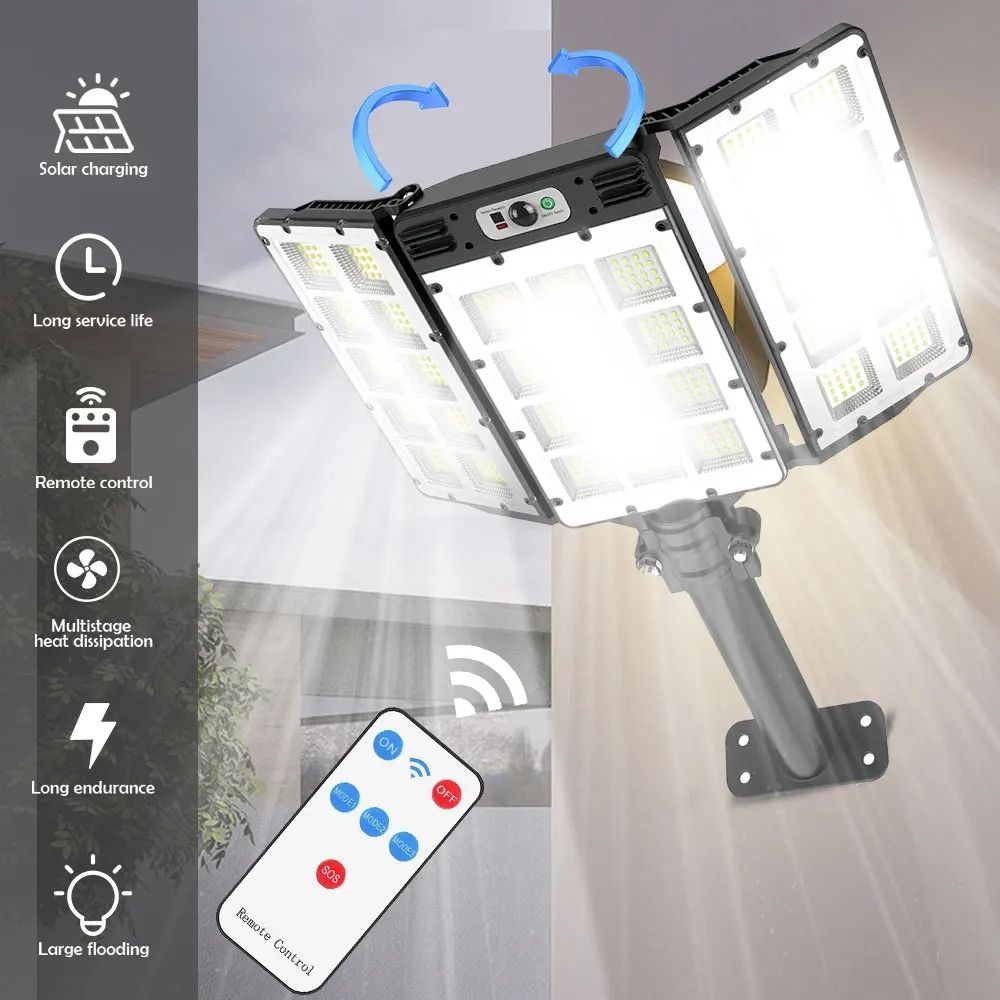 800 LED Outdoor Solar Flood Light IP66 Waterproof Motion Sensor Lamp With Remote Control 2