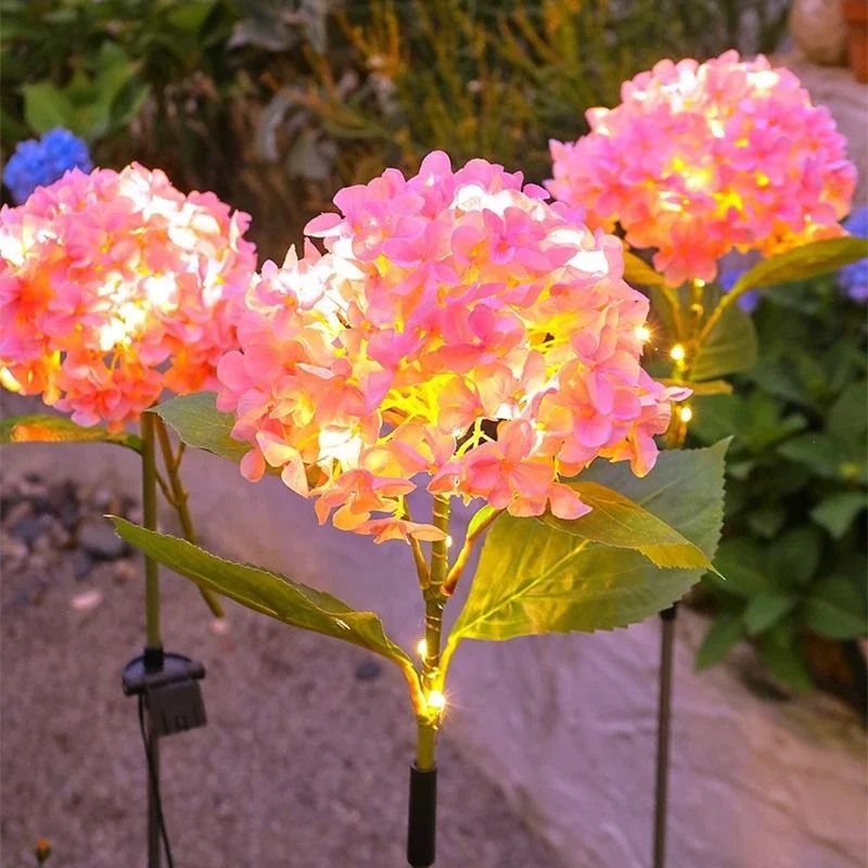 Solar LED Hydrangea Garden Light IP54 Waterproof Outdoor Landscape Floral Lamp 2