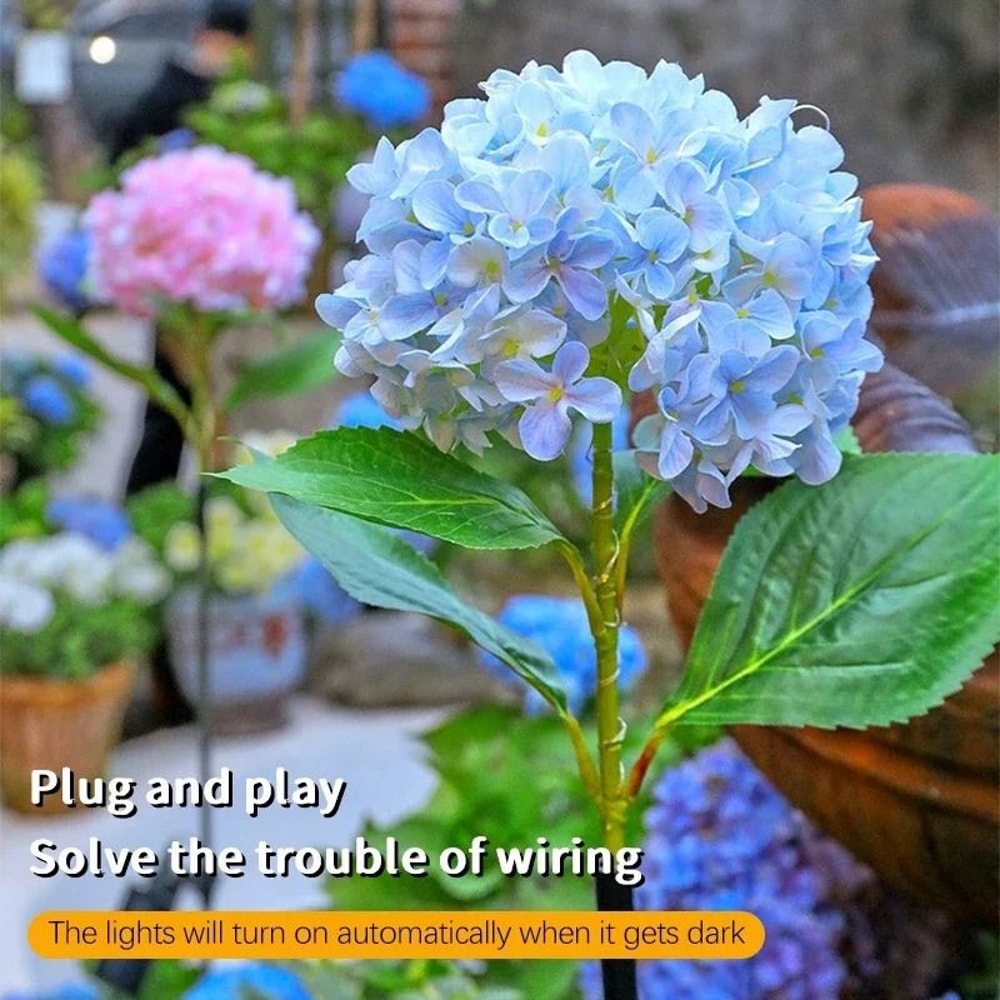 Solar LED Hydrangea Garden Light IP54 Waterproof Outdoor Landscape Floral Lamp 5