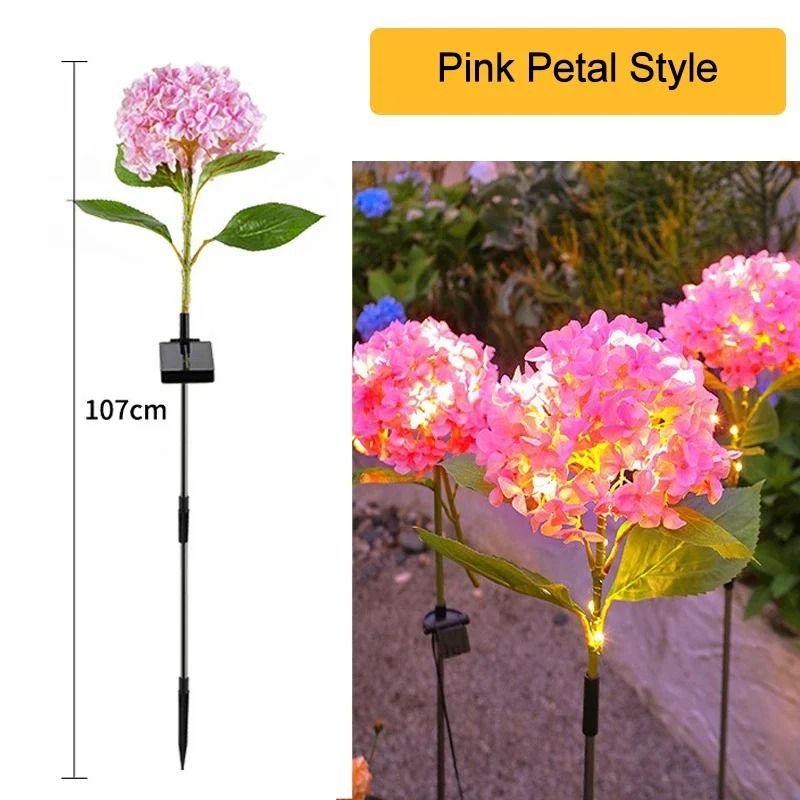 Solar LED Hydrangea Garden Light IP54 Waterproof Outdoor Landscape Floral Lamp 7