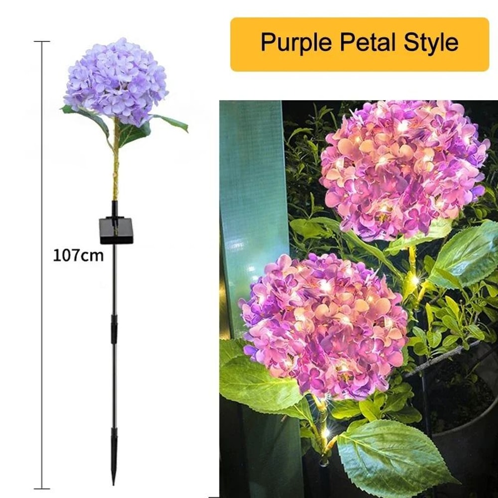 Solar LED Hydrangea Garden Light IP54 Waterproof Outdoor Landscape Floral Lamp 8