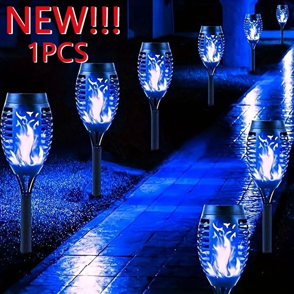 12 LED Solar Flame Torch Light Halloween Exclusive Flickering Waterproof Garden Lamp 0