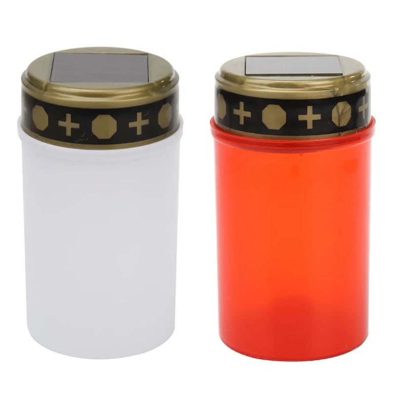 Solar Cemetery Memorial Lamp Waterproof Flameless LED Candle For Rituals Gardens 1