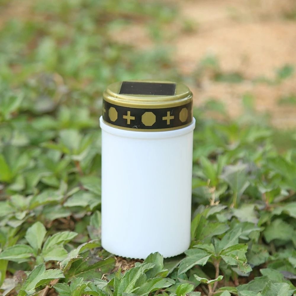 Solar Cemetery Memorial Lamp Waterproof Flameless LED Candle For Rituals Gardens 4