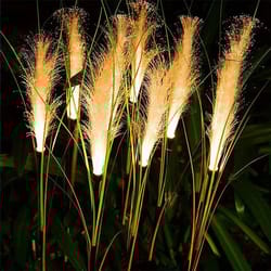 luminous led solar reed garden lights | decorative floral landscape lighting for yards & lawns
