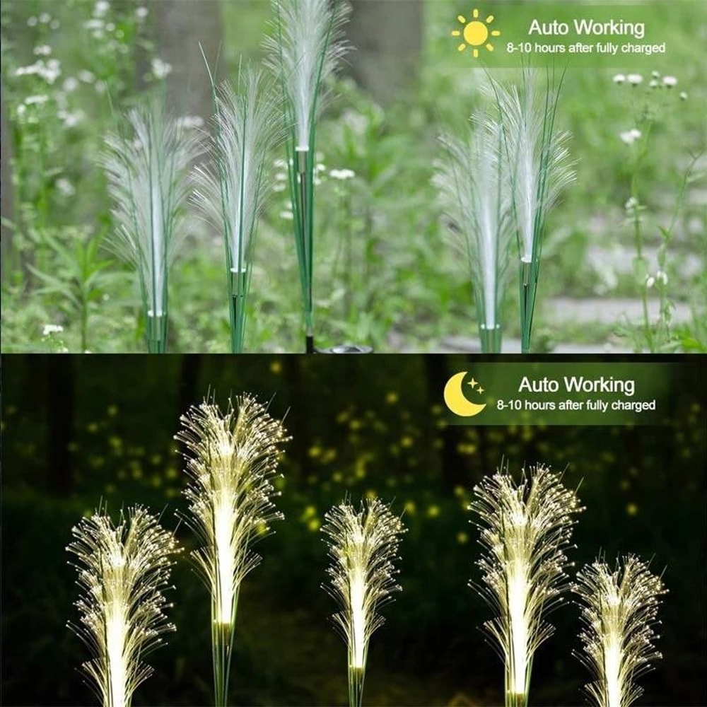 Luminous LED Solar Reed Garden Lights Decorative Floral Landscape Lighting For Yards Lawns 3