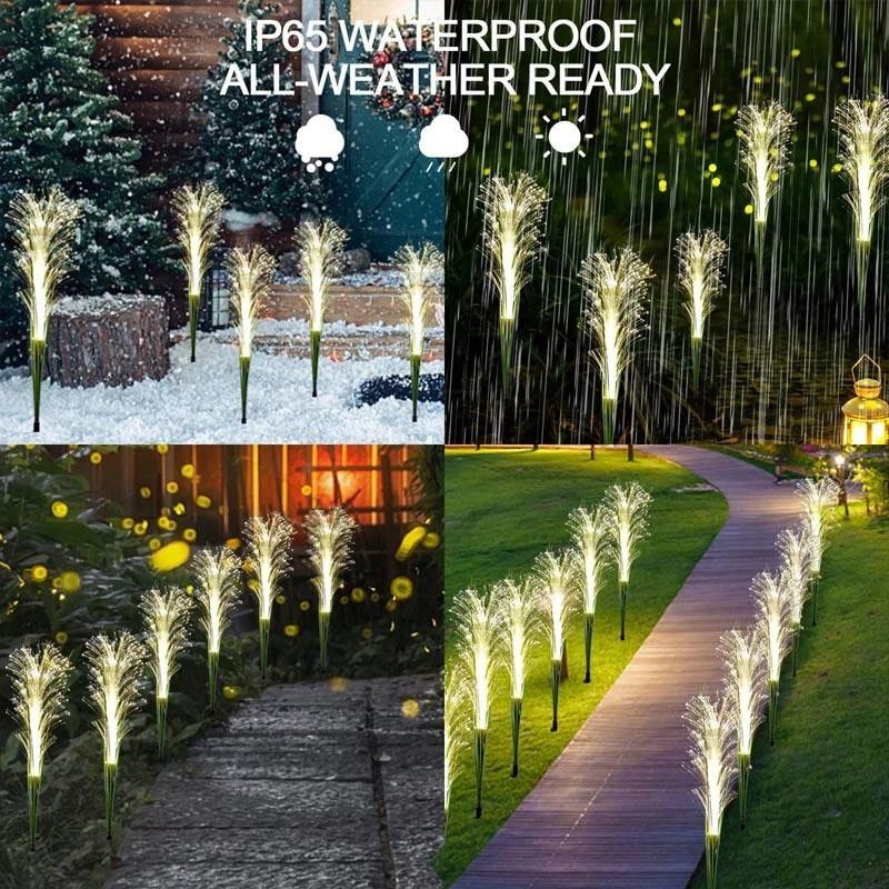 Luminous LED Solar Reed Garden Lights Decorative Floral Landscape Lighting For Yards Lawns 5