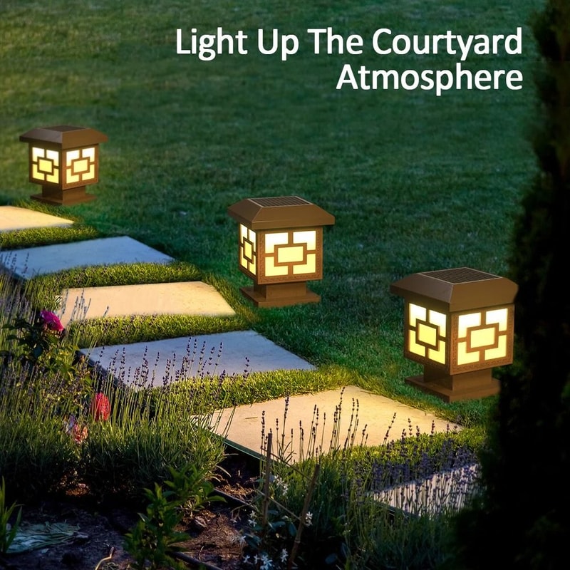 Solar Powered Fence Post Cap Lights HighBrightness Outdoor Lighting Decor With Dual Color Modes 1