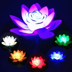 rgb led floating lotus light | waterproof fountain & pool flower lamp for garden decor