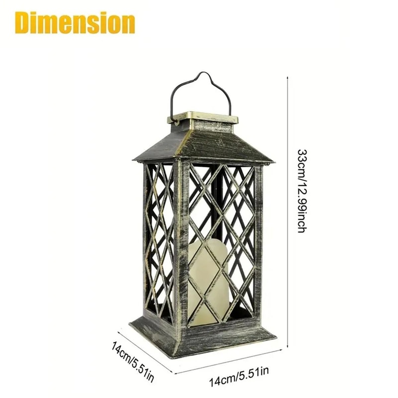 Solar Hanging Lantern Flickering Flameless Candle Waterproof LED Outdoor Light 2